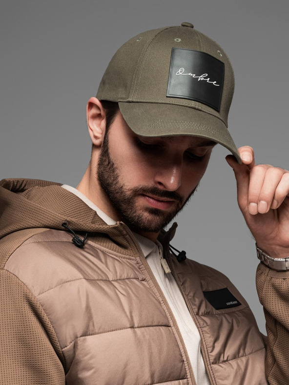 Ombre Clothing Cappello da baseball da uomo con toppa grande cachi Ombre Clothing