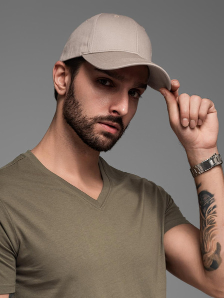 Ombre Clothing Berretto da baseball da uomo con ricamo decorativo beige Ombre Clothing