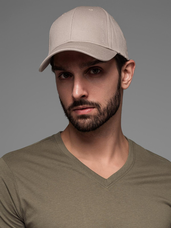 Ombre Clothing Berretto da baseball da uomo con ricamo decorativo beige Ombre Clothing