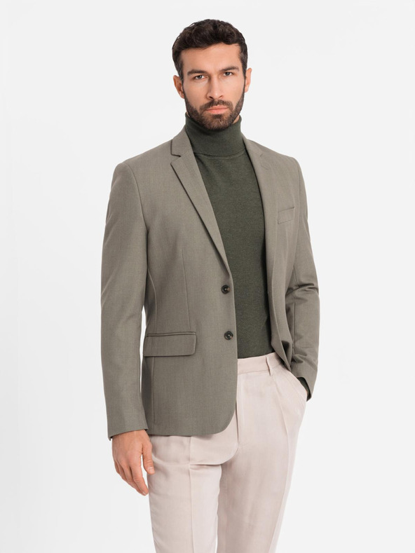 Ombre Clothing Blazer elegante da uomo in misto lana Khaki Ombre Clothing
