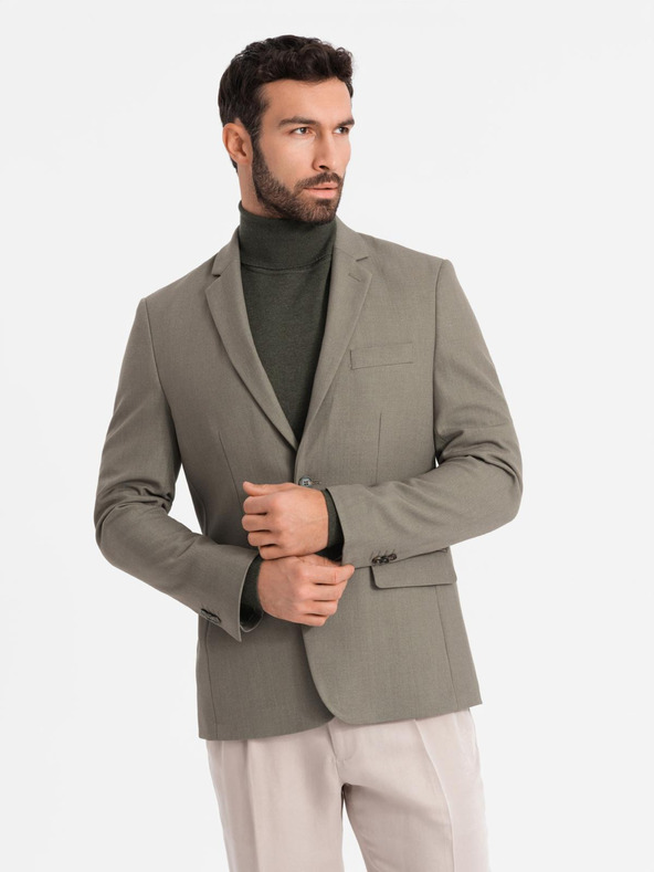 Ombre Clothing Blazer elegante da uomo in misto lana Khaki Ombre Clothing