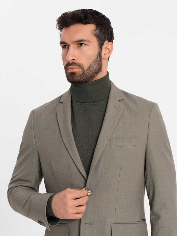 Ombre Clothing Blazer elegante da uomo in misto lana Khaki Ombre Clothing