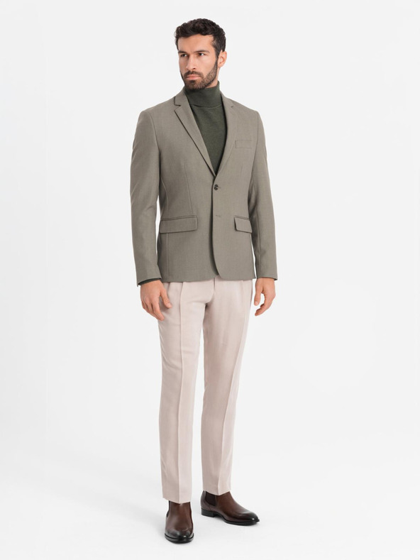 Ombre Clothing Blazer elegante da uomo in misto lana Khaki Ombre Clothing