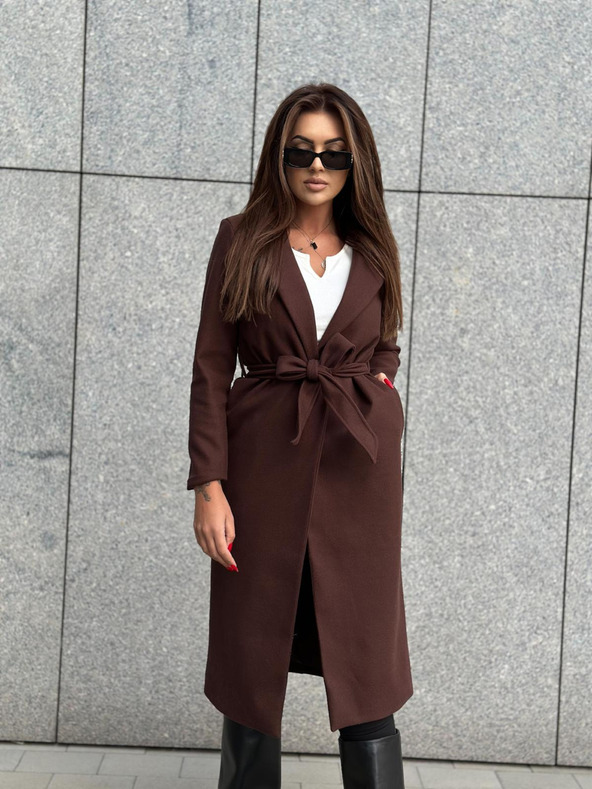 Edoti Cappotto da donna marrone con cintura Edoti