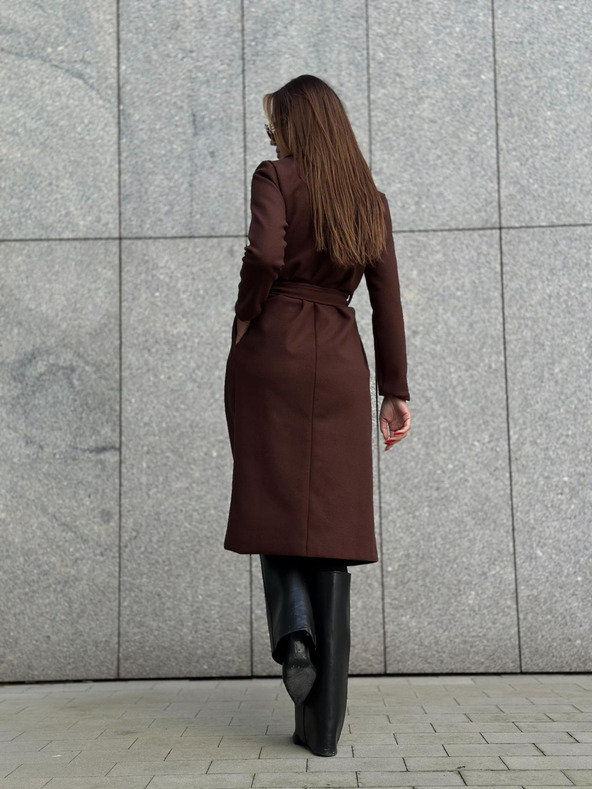 Edoti Cappotto da donna marrone con cintura Edoti