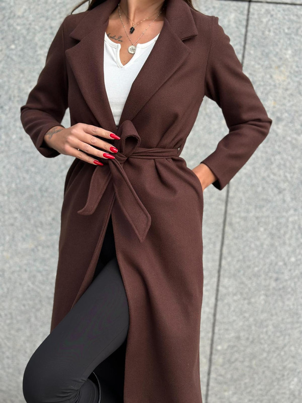 Edoti Cappotto da donna marrone con cintura Edoti