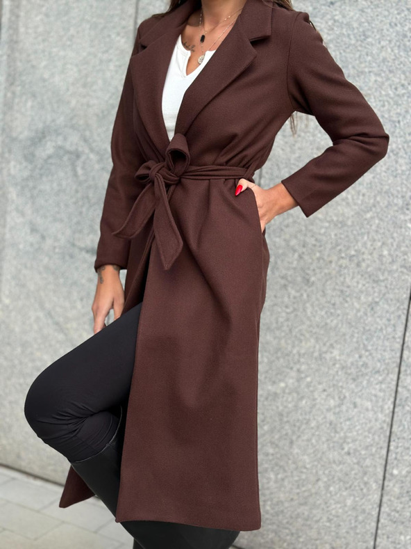 Edoti Cappotto da donna marrone con cintura Edoti