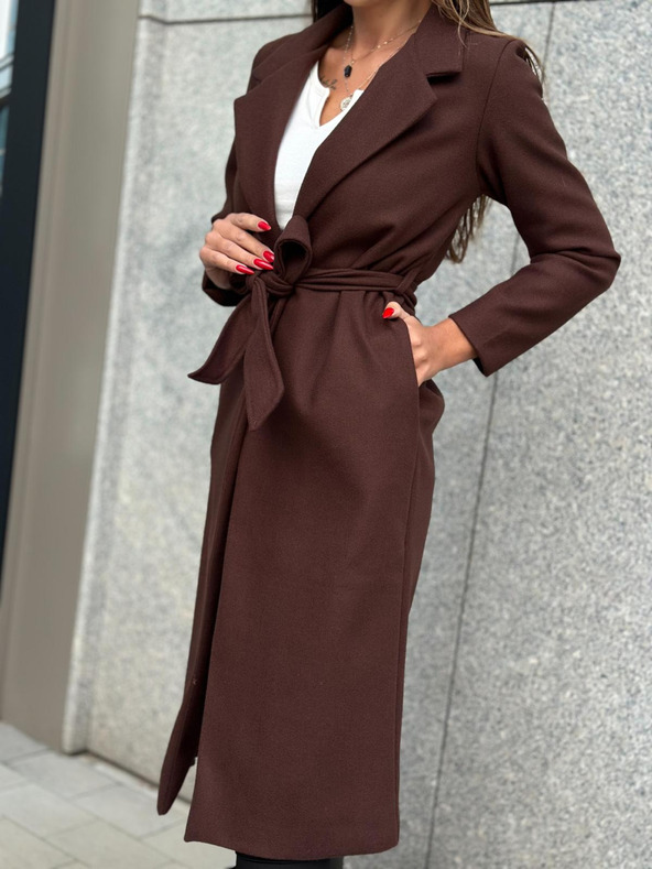Edoti Cappotto da donna marrone con cintura Edoti