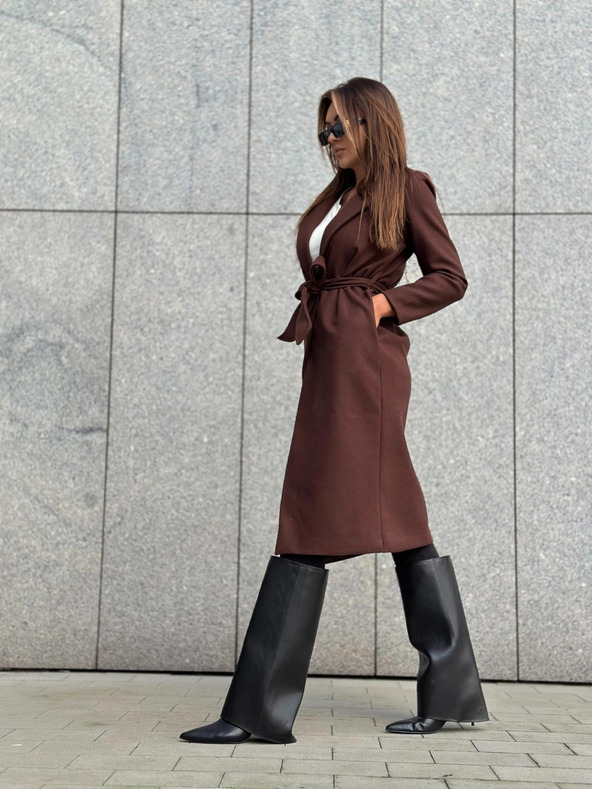 Edoti Cappotto da donna marrone con cintura Edoti