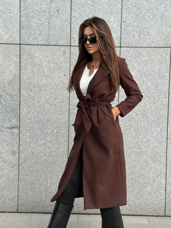 Edoti Cappotto da donna marrone con cintura Edoti