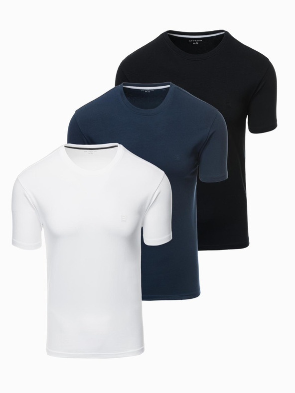 Ombre Clothing Set di tre T-shirt BASIC da uomo in cotone a girocollo Ombre Clothing