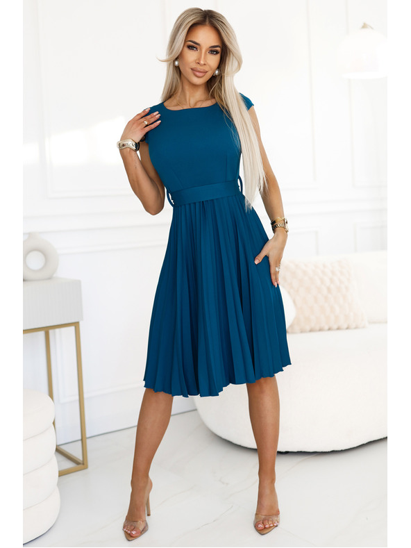 numoco Numoco - Vestito classico a maniche corte con cintura e spalline