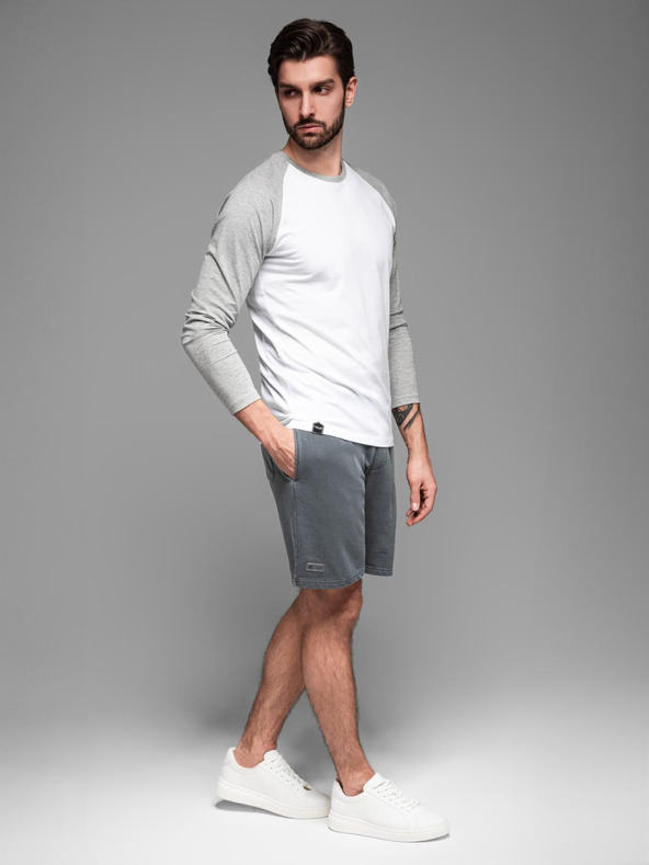 Ombre Clothing Pantaloncini da ginnastica da uomo in cotone BASIC grigio Ombre Clothing