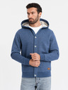 Ombre Clothing Felpa con cappuccio da uomo con bottoni blu Ombre Clothing