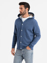 Ombre Clothing Felpa con cappuccio da uomo con bottoni blu Ombre Clothing