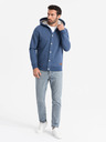 Ombre Clothing Felpa con cappuccio da uomo con bottoni blu Ombre Clothing