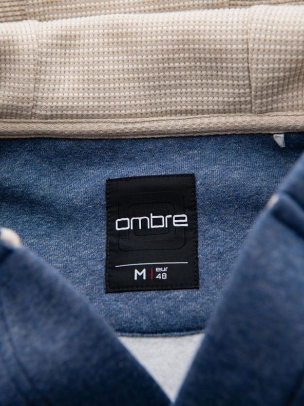 Ombre Clothing Felpa con cappuccio da uomo con bottoni blu Ombre Clothing