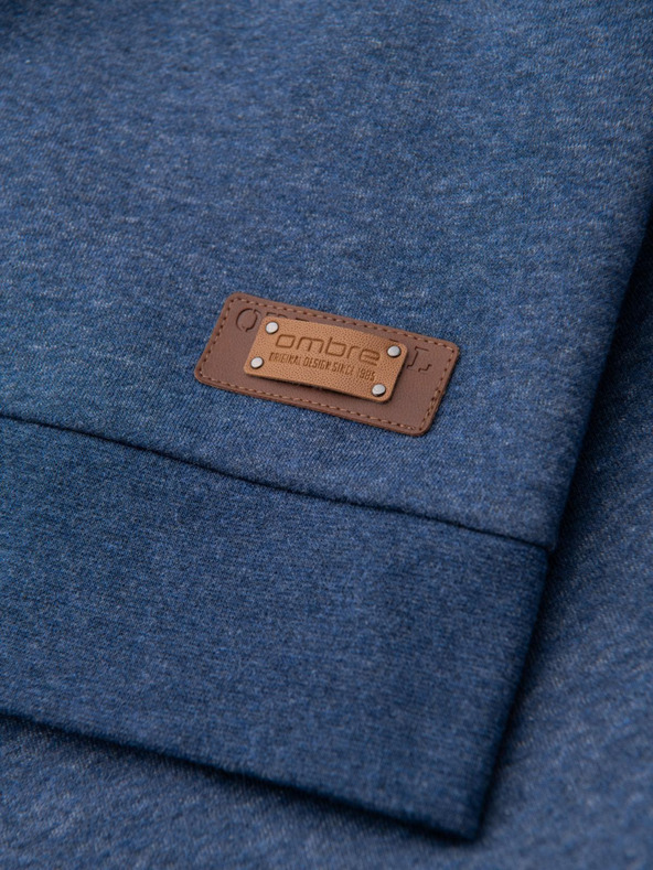 Ombre Clothing Felpa con cappuccio da uomo con bottoni blu Ombre Clothing