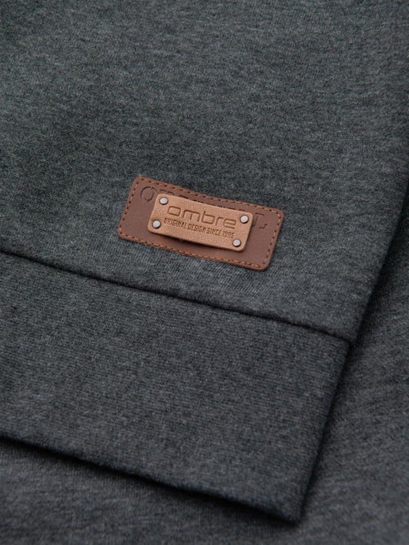 Ombre Clothing Felpa con cappuccio da uomo con bottoni - grafite melange V4 OM-SSZP-0186 Ombre Clothing