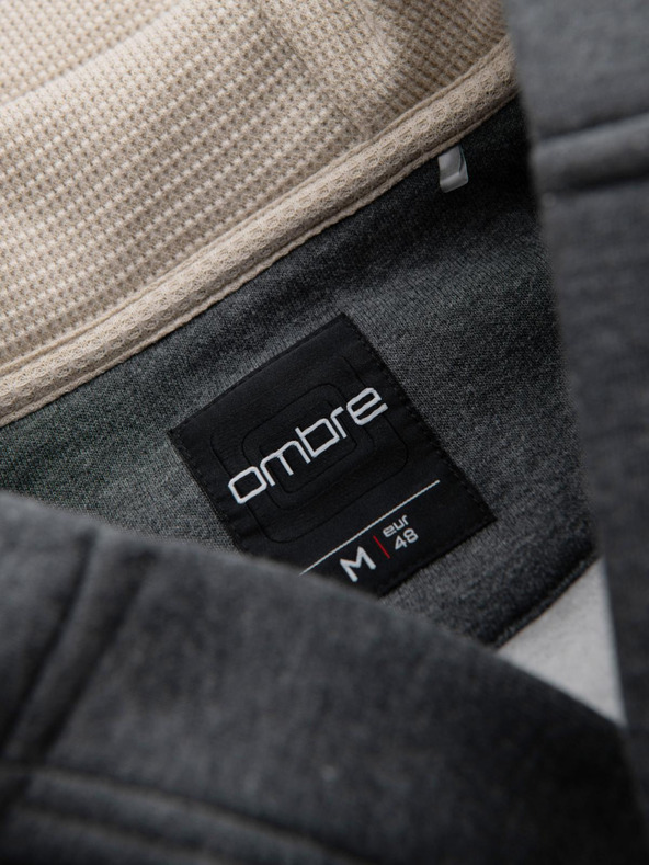 Ombre Clothing Felpa con cappuccio da uomo con bottoni - grafite melange V4 OM-SSZP-0186 Ombre Clothing