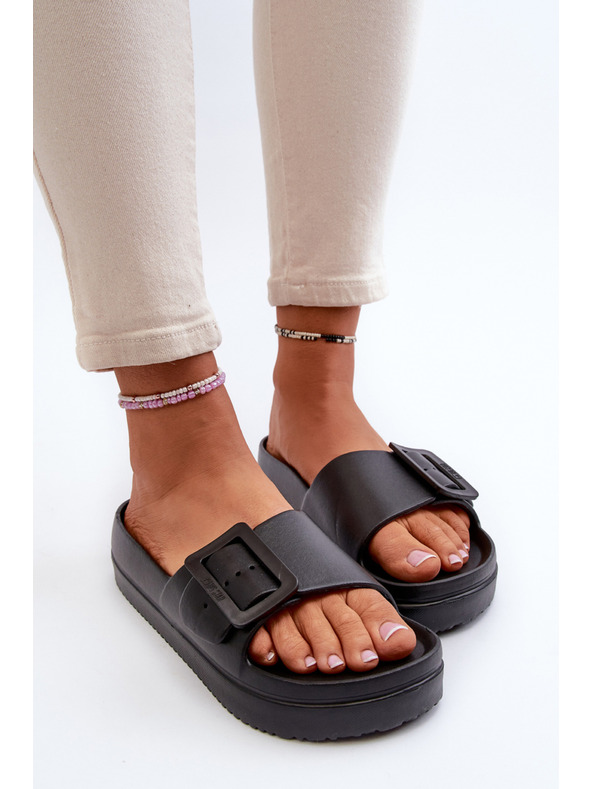 BIG STAR SHOES Pantofole con plateau in schiuma da donna con fibbia Big Star Nero