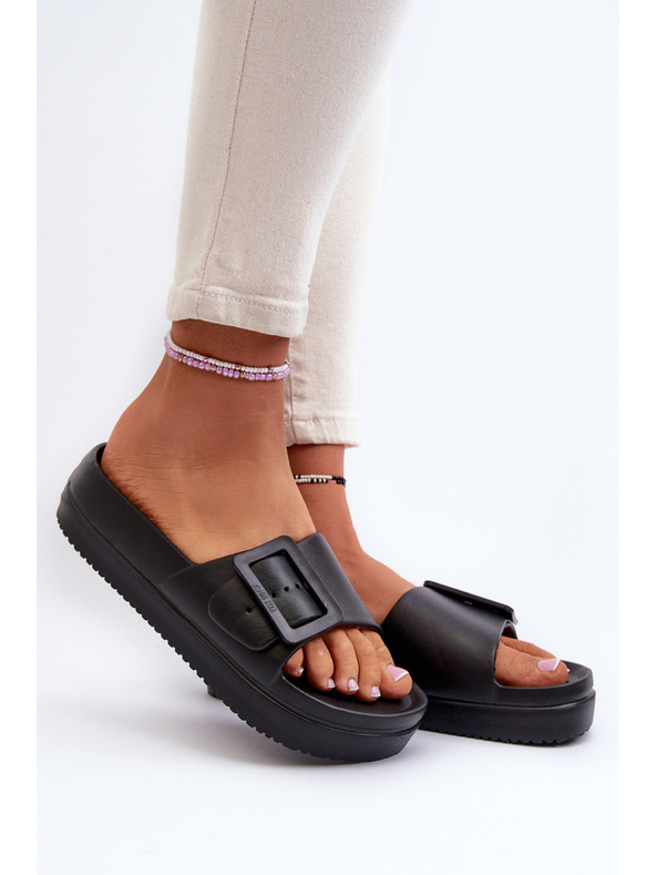 BIG STAR SHOES Pantofole con plateau in schiuma da donna con fibbia Big Star Nero