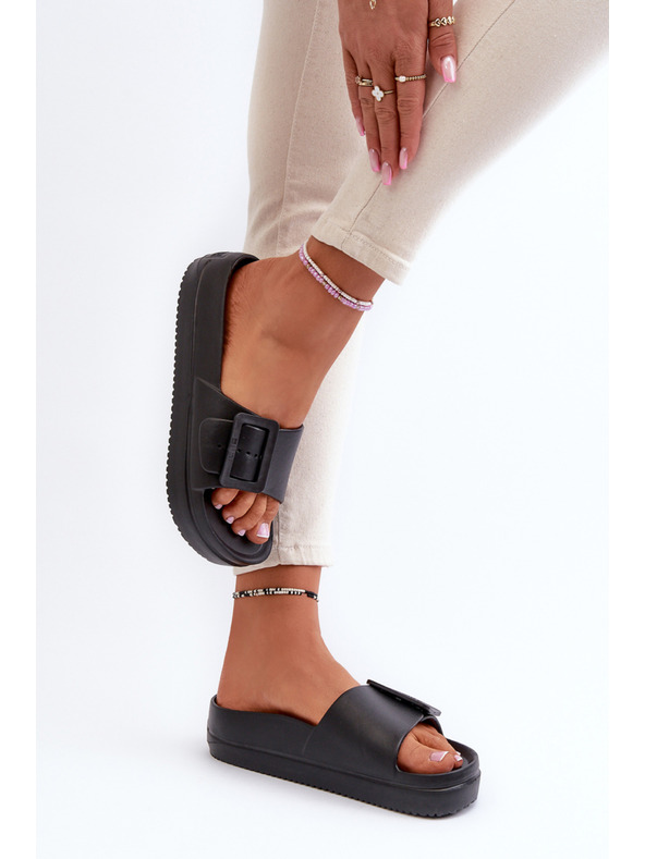 BIG STAR SHOES Pantofole con plateau in schiuma da donna con fibbia Big Star Nero