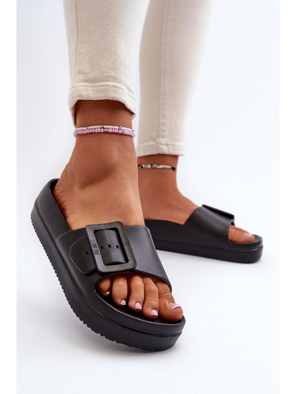 BIG STAR SHOES Pantofole con plateau in schiuma da donna con fibbia Big Star Nero