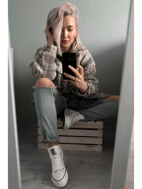 BIG STAR SHOES Scarpe da ginnastica alte Big Star da donna - Bianco