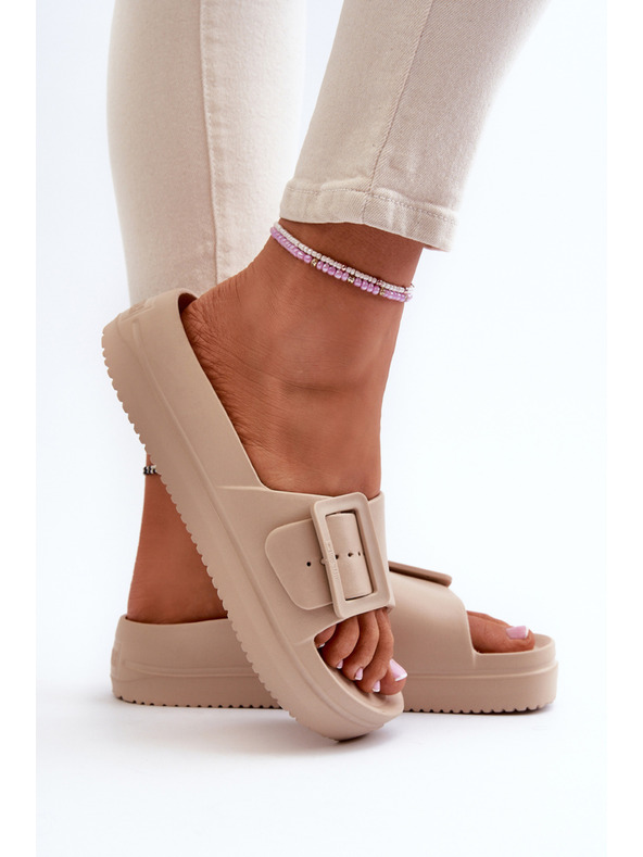 BIG STAR SHOES Pantofole da donna in schiuma con fibbia Big Star beige