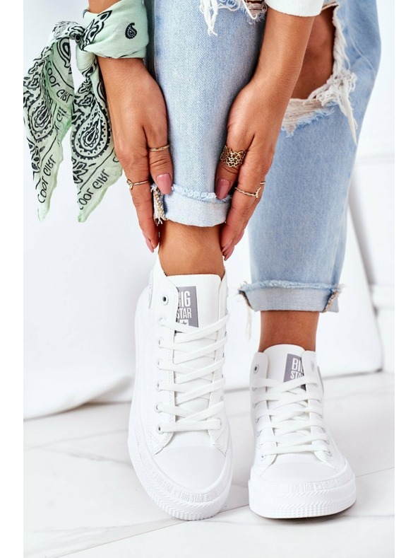 BIG STAR SHOES Sneakers alte da donna in pelle Big Star Bianco