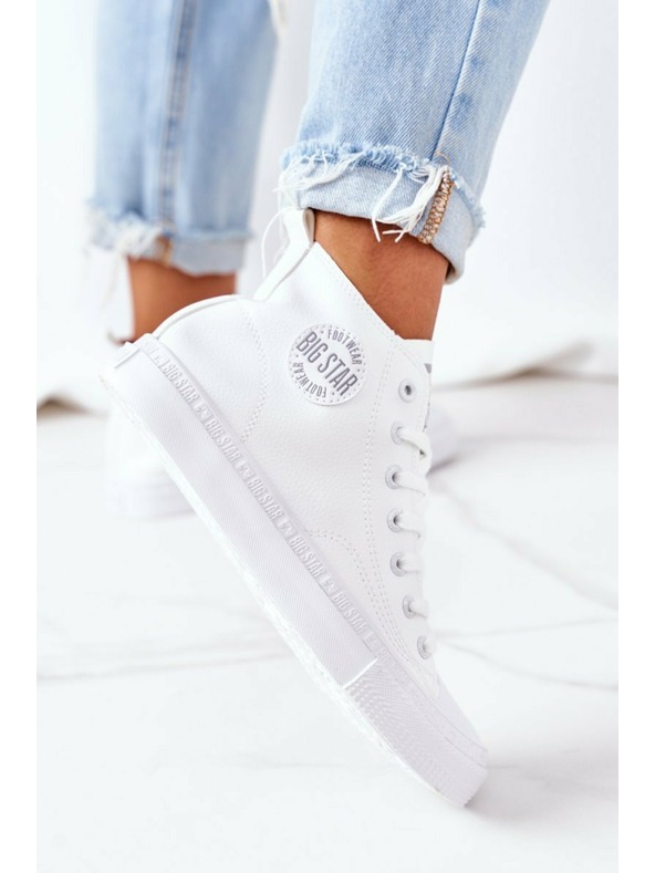 BIG STAR SHOES Sneakers alte da donna in pelle Big Star Bianco