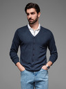 Ombre Clothing Maglia da uomo con pois strutturati - blu scuro Ombre Clothing
