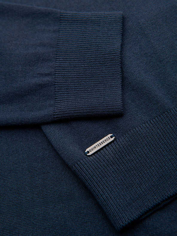 Ombre Clothing Maglia da uomo con pois strutturati - blu scuro Ombre Clothing