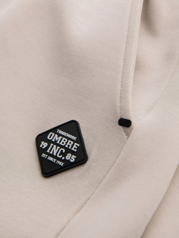 Ombre Clothing Pantaloni da ginnastica da uomo con polsini a coste e cerniera decorativa - sabbia Ombre Clothing