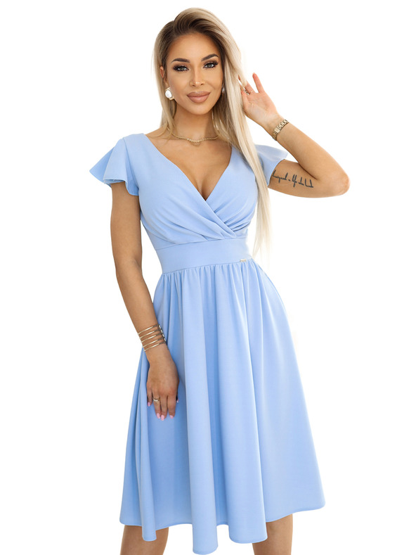 numoco Abito con scollo e maniche corte - azzurro Numoco