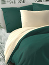 Kvalitex Set di biancheria da letto in raso francese extended LUXURY COLLECTION 1+2, 240x220, 70x90cm verde scuro / panna