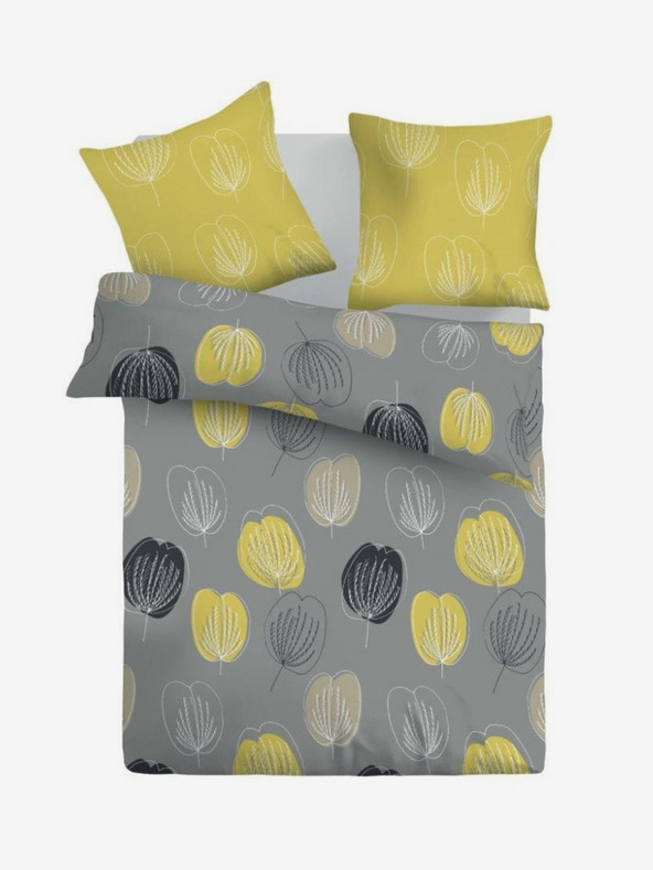 Kvalitex Biancheria da letto in cotone francese DELUX 240x200, 70x90cm GRACE grigio