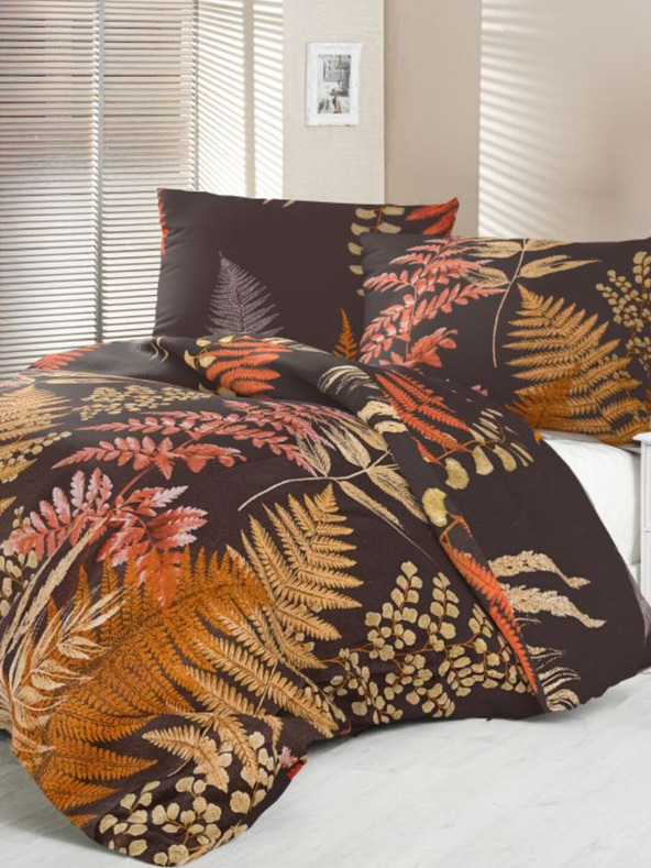 Kvalitex Luxury Collection Extended Satin Bedding Set 140x220, 70x90cm Fern Brown Kvalitex