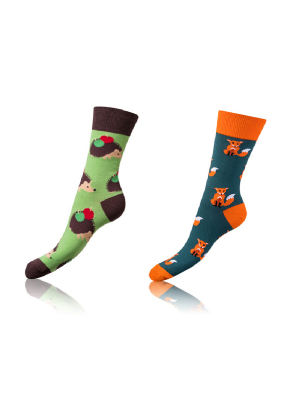 Bellinda CRAZY SOCKS 2x - Funny Socks 2 pairs - orange - light green