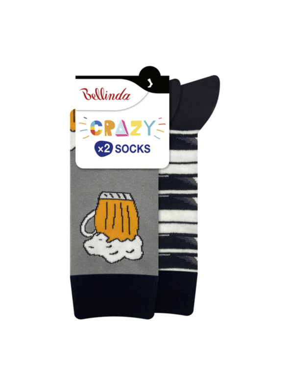 Bellinda CRAZY SOCKS 2x - Funny Socks 2 pairs - black - white