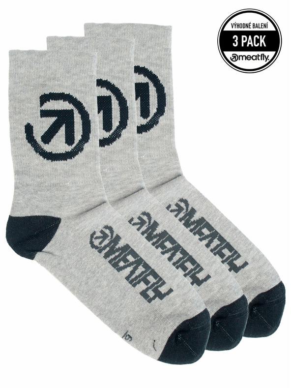 Meatfly Meatfly Long Triple Pack Socks Grey Bike | Grey | Size