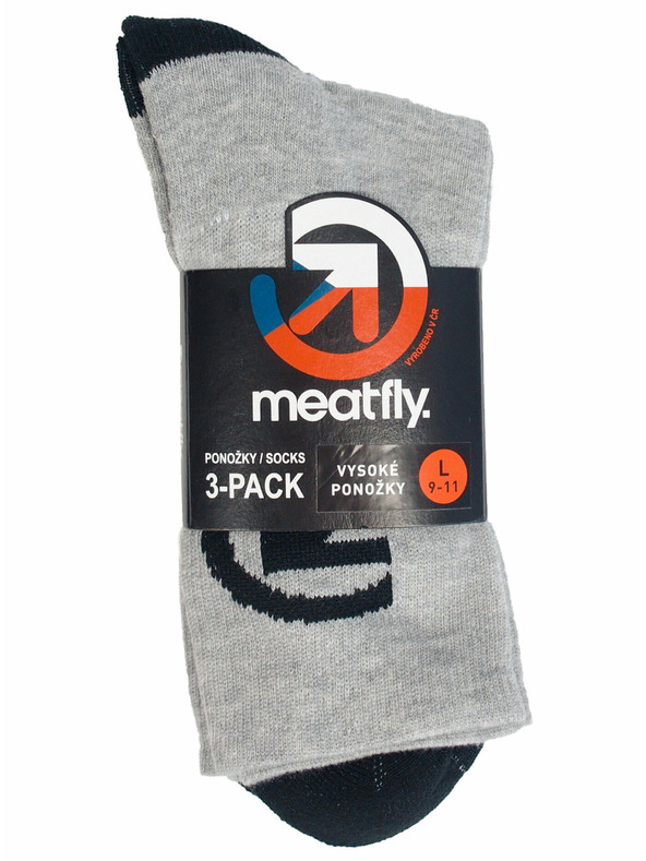 Meatfly Meatfly Long Triple Pack Socks Grey Bike | Grey | Size