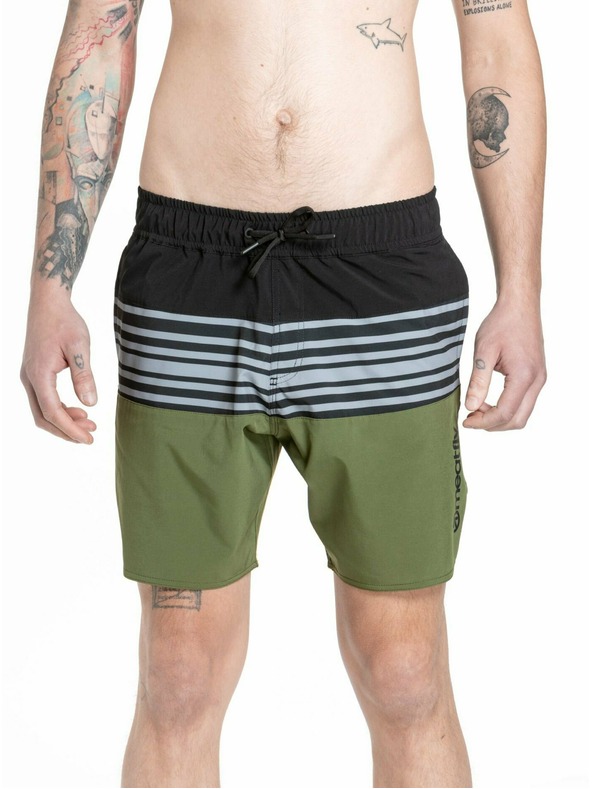 Meatfly Meatfly pantaloncini da bagno maschili Keith Boardshorts 17" Oliva / Nero | Verde | Taglia
