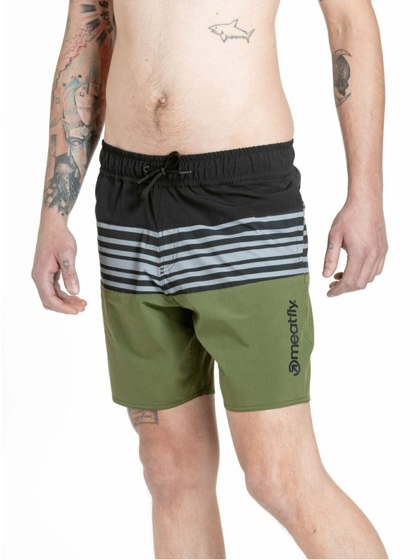 Meatfly Meatfly pantaloncini da bagno maschili Keith Boardshorts 17" Oliva / Nero | Verde | Taglia