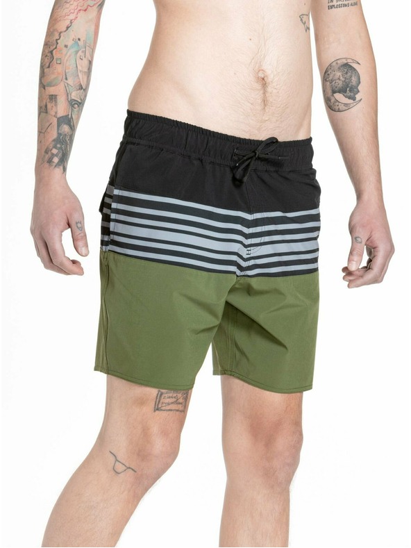 Meatfly Meatfly pantaloncini da bagno maschili Keith Boardshorts 17" Oliva / Nero | Verde | Taglia