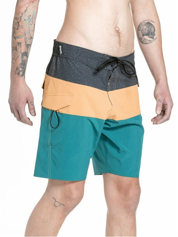 Meatfly Meatfly pantaloncini da bagno maschili Mitch Boardshorts 21" Verde serpente / Cammello | Verde | Taglia