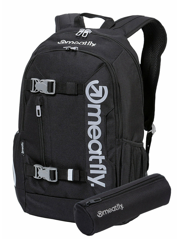 Meatfly Meatfly backpack Basejumper Black 22 L + FREE PENCIL CASE | Black | Volume 22 L