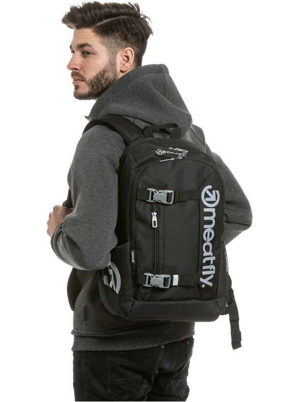 Meatfly Meatfly backpack Basejumper Black 22 L + FREE PENCIL CASE | Black | Volume 22 L