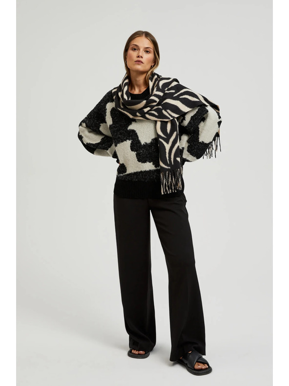 Moodo Crema-nero scarf stampata Moodo donna